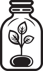 Botanical Haven Iconic Symbol of Plant Sanctuary in Jar Flora Frame Emblematic Vector Depicting Enclosed Plant in Jar