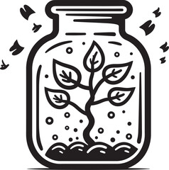 Verdant Vault Dynamic Illustration of Botanical Shelter Jar Garden Iconic Symbol of Plant Sanctuary in Jar