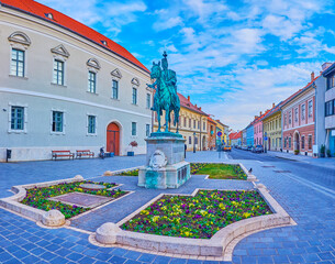 The statue of Andras Hadik, Uri Street, Buda Castle Quarter, Budapest, Hungary - obrazy, fototapety, plakaty