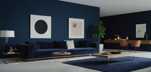  Interior design of modern living room with Royel Blue and White color 