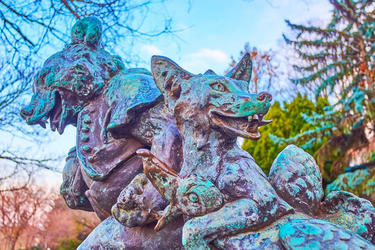The fairy tale characters sculpture by Gyula Maugsch, on March 3 in Budapest, Hungary