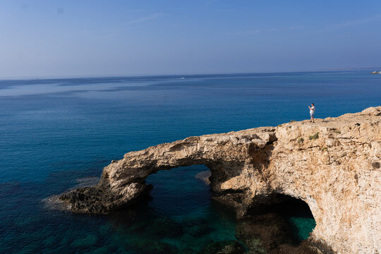 Cyprus, Bridge of Lovers, rock arch and nice blue sky