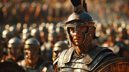 Warrior of the Month A Roman Soldier in Full Armor Generative AI - obrazy, fototapety, plakaty