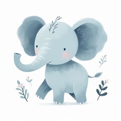 cute baby elephant nursery art Generative AI