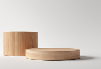 Wooden Podium with white background generative ai