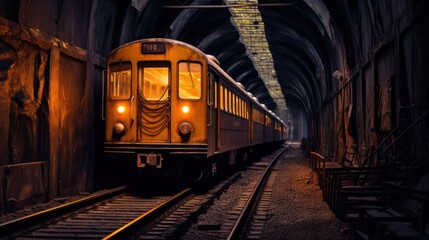 Fototapeta premium route of train underground 8k photography
