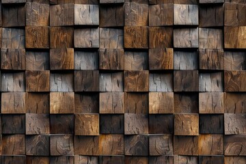 Wooden acoustic panels seamless pattern, brown wood wall texture banner panorama, interior design 3D illustration background