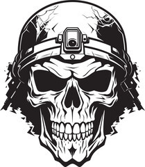 Battlefield Badge Iconic Logo Design Featuring Military Skull Iconography Combat Cranium Emblematic Vector Illustration of Tactical Skull Emblem