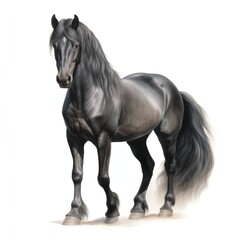 Obraz na płótnie Canvas Watercolor full body dark horse with a beautiful mane