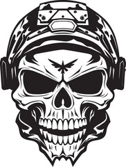 Battlefield Battalion Iconic Logo Design Featuring Tactical Skull Unity Combat Command Emblematic Vector Illustration of Commanding Military Skull Icon