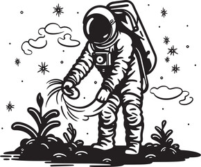 Nebula Nurturer Vector Logo Design Space Seedling Astronaut Logo Graphics