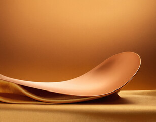 Luxury 3d podium with silk cloth on floor. Illustration in trendy copper colors  Generative AI