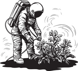 Nebula Nurture Vector Emblematic Plant Care Interstellar Gardening Astronaut Logo Design