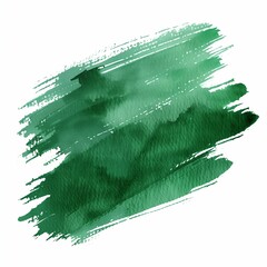 Emerald Green brush strokes in watercolor isolated on the white background