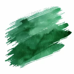 Poster Emerald Green brush strokes in watercolor isolated on the white background © Minimal Blue