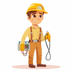 A cartoon illustration of a construction worker. white background. illustration art. construction worker. industry. for mascot logos.