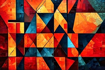 Cubist Conceptions: Abstract Backgrounds with Cubist Patterns, hand edited generative AI