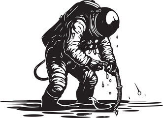 Stellar Sprout Astronaut Plant Watering Logo Design Space Botanist Vector Graphic of Astronaut Tending to Plants