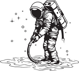 Stellar Oasis Astronaut Plant Care Logo Design Galactic Greenery Vector Graphic of Astronaut Tending Plants