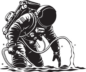 Cosmic Cultivation Vector Graphic of Astronauts Green Thumb Stellar Oasis Astronaut Plant Care Icon Graphics