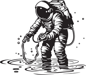 Celestial Sprout Astronaut Watering Plant Logo Design Nebula Nurturer Vector Graphic of Astronauts Plant Care