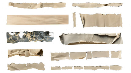 a set of torn pieces of paper in vintage style