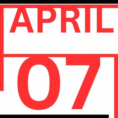 April 7 . flat Style calendar .date ,day, month .Flat style calendar for the month of April