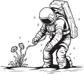 Astral Nursery Astronaut Logo Design Cosmic Greenhouse Vector Icon Graphics