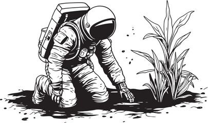 Galactic Harvest Astronaut Logo Design Stellar Cultivation Vector Icon Graphics