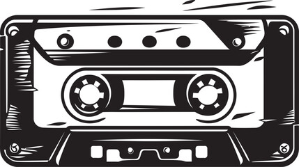 Melodic Memories Vintage Cassette Logo Vector Analog Anthem Audio Tape Iconic Design