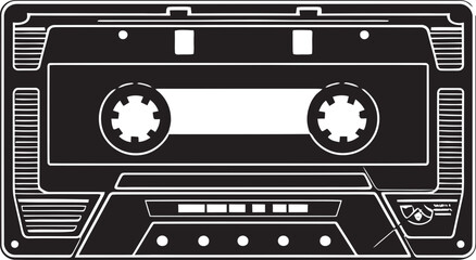 Vintage Audio Cassette Revival Icon Emblem Classic Tape Deck Vector Icon Design