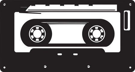 Retro Rhythms Cassette Tape Emblem Graphics Melodic Memories Vintage Cassette Logo Vector