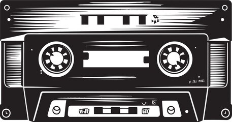 Melodic Memories Vintage Cassette Logo Vector Analog Anthem Audio Tape Iconic Design - obrazy, fototapety, plakaty