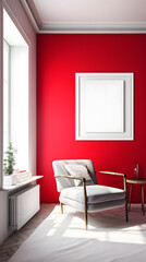 Red Tone Blank Decorative Painting Frame Mockup Vertical Picture Mobile Poster Display Background