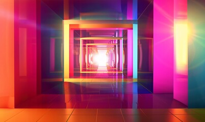 Pink and Blue Tunnel of Light Generative AI