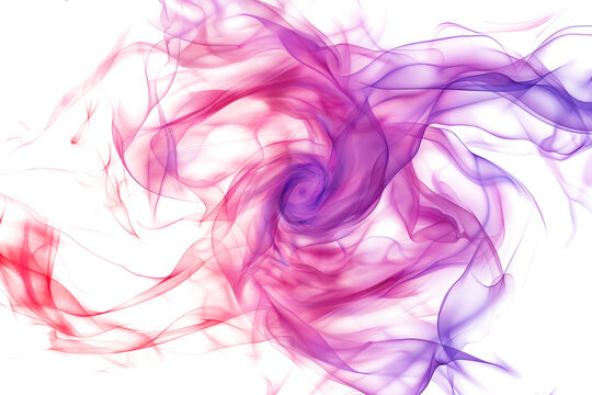 Pink and purple blending watercolor paint swirls on transparent background.