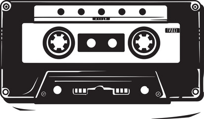 Vintage Audio Tape Icon Graphic Design Classic Cassette Nostalgia Vector Emblem