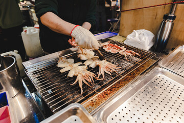Taipei Taiwan market grilled squid