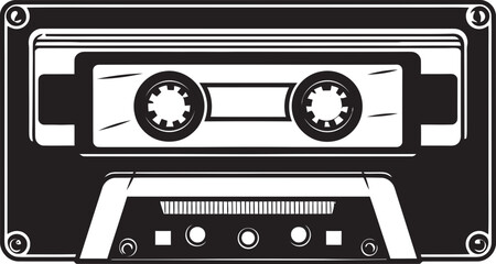 Vintage Vibes Classic Cassette Icon Graphics Analog Archives Audio Tape Emblem Vector