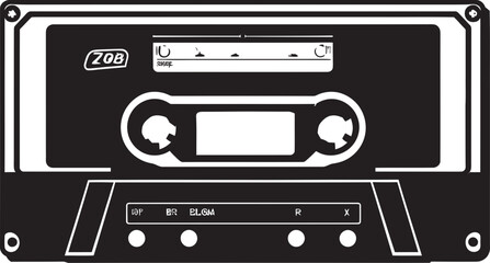 Analog Serenade Vintage Cassette Icon Graphics Golden Soundtracks Audio Tape Emblem Vector