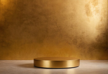 Luxury Gold metal podium with golden panted  background generative ai