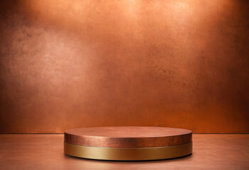 Copper Podium with Copper metal panted background generative ai