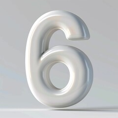 3d illustration of glossy number 6 on a light background
