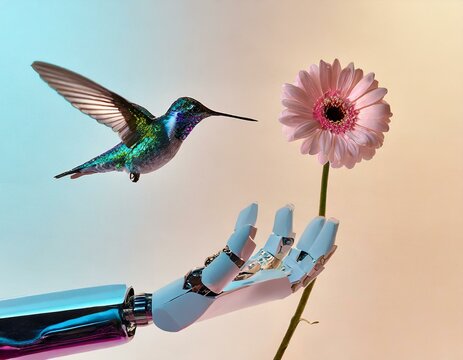 https://chat.openai.com/c/11640590-5926-4b12-af82-b36836d0b3e3#:~:text=A%20hummingbird%20hovers%20near%20a%20robot%20hand%20that%20holds%20a%20flower.%20The%20rapid%20movement%20of%20the%20bird%27s%20