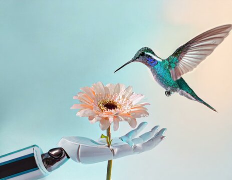 https://chat.openai.com/c/11640590-5926-4b12-af82-b36836d0b3e3#:~:text=A%20hummingbird%20hovers%20near%20a%20robot%20hand%20that%20holds%20a%20flower.%20The%20rapid%20movement%20of%20the%20bird%27s%20