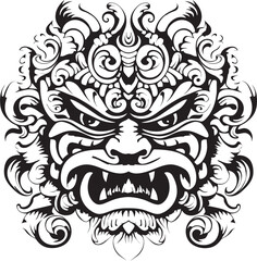 Mystical Balinese Borong Vector Logo Graphics Ornate Borong Details Balinese Icon Design