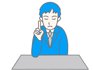 指をポイントして少し困っている男性