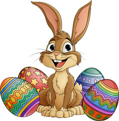 Easter Bunny and Chocolate Eggs Rabbit Cartoon