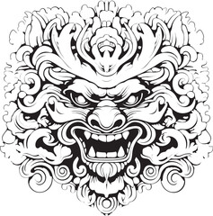 Fototapeta premium Balinese Borong Fusion Logo Design Icon Ancient Balinese Borong Vector Artwork Graphics