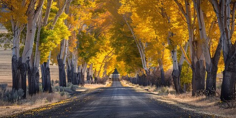Obraz premium Golden Autumn Path Generative AI